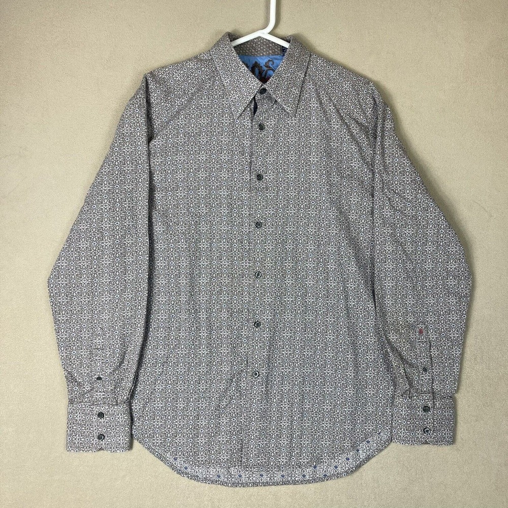 Robert Graham Shirt Mens Extra Large Brown Blue Long Sleeve Button Up Adult